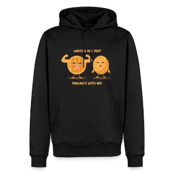 Waffel - Männer Premium Bio Hoodie - Schwarz - Vorne - Nico (187cm)