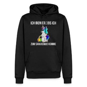 Einhorn Spruch Ironie Lustig Pinkeln Geschenk Geek - Männer Premium Bio Hoodie - Schwarz - Vorne - Nico (187cm)