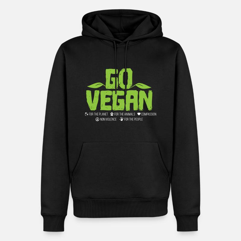 végétalien - Sweat à capuche Premium bio Homme - noir