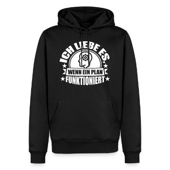 ich liebe es, wenn ein Plan funktioniert - Männer Premium Bio Hoodie - Schwarz - Vorne - Nico (187cm)