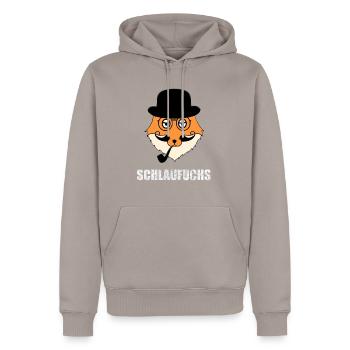 Fuchs - Schlau - Clever - Männer Premium Bio Hoodie - Taupe - Vorne - Nico (187cm)