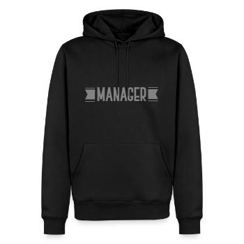Manager - Männer Premium Bio Hoodie - Schwarz - Vorne - Nico (187cm)