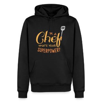 Chef cuisinier - Sweat à capuche Premium bio Homme - noir - Devant - Nico (187cm)