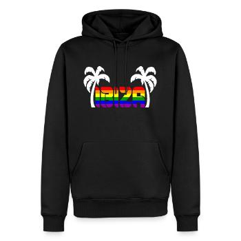 Ibiza - Männer Premium Bio Hoodie - Schwarz - Vorne - Nico (187cm)