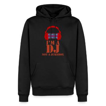 DJ - Männer Premium Bio Hoodie - Schwarz - Vorne - Nico (187cm)