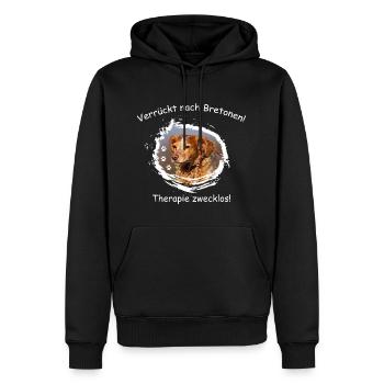 Verrückt nach Bretonen! - Männer Premium Bio Hoodie - Schwarz - Vorne - Nico (187cm)