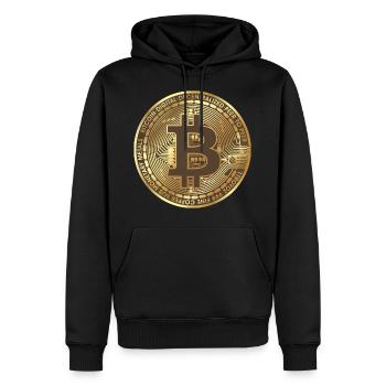 Rich Bitcoin - Männer Premium Bio Hoodie - Schwarz - Vorne - Nico (187cm)