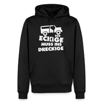 Le Coin Doit Entrer Sale - 4x4 - Sweat à capuche Premium bio Homme - noir - Devant - Nico (187cm)