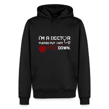 Docteur, docteur, pomme, docteur, cadeau, idée, étudiant - Sweat à capuche Premium bio Homme - noir - Devant - Nico (187cm)