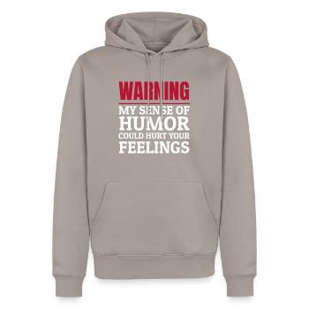Schwarzer Humor Sarkasmus Derber Humor Niveaulos - Männer Premium Bio Hoodie - Taupe - Vorne - Nico (187cm)