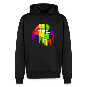 Regenbogen Mund - Männer Premium Bio Hoodie - Schwarz - Vorne - Nico (187cm)