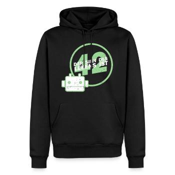 Sinn des Lebens 42 Anhalter Galaxis Fan Geschenk - Männer Premium Bio Hoodie - Schwarz - Vorne - Nico (187cm)