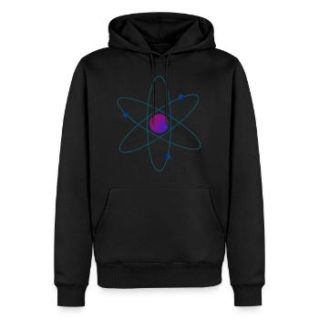 Atom - Men’s Premium Organic Hoodie - black - Front - Nico (187cm)