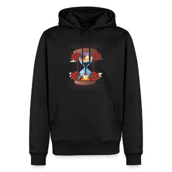 sablier - Sweat à capuche Premium bio Homme - noir - Devant - Nico (187cm)