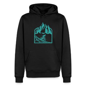 Mountainbike Biker Geschenkidee - Männer Premium Bio Hoodie - Schwarz - Vorne - Nico (187cm)