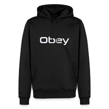 obtempérer - Sweat à capuche Premium bio Homme - noir - Devant - Nico (187cm)