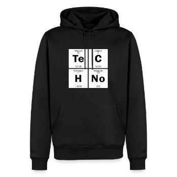 Techno - Sweat à capuche Premium bio Homme - noir - Devant - Nico (187cm)
