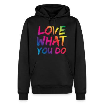 Aime ce que tu fais - Sweat à capuche Premium bio Homme - noir - Devant - Nico (187cm)