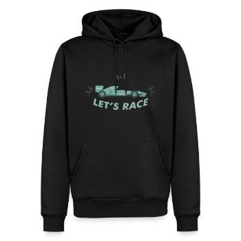 Pilote de course Voiture de course Voiture de course Idée cadeau - Sweat à capuche Premium bio Homme - noir - Devant - Nico (187cm)