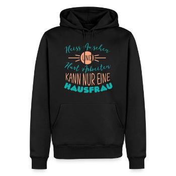 Hausfrau - Männer Premium Bio Hoodie - Schwarz - Vorne - Nico (187cm)