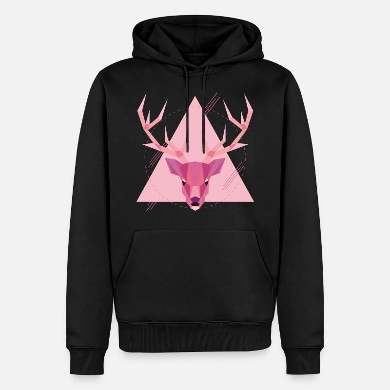 Geometrischer Hirsch - Männer Premium Bio Hoodie - Schwarz
