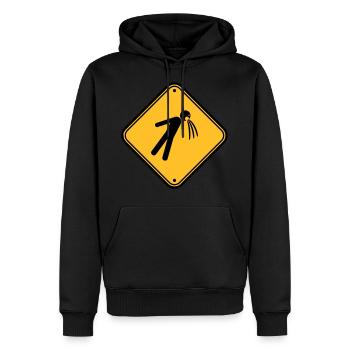 bouclier attention note vomir vomir - Sweat à capuche Premium bio Homme - noir - Devant - Nico (187cm)