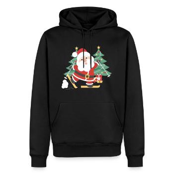 Skiing Christmas Santa Claus Christmas Trees - Men’s Premium Organic Hoodie - black - Front - Nico (187cm)