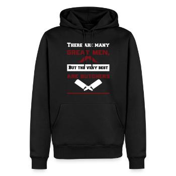 Metzger - Männer Premium Bio Hoodie - Schwarz - Vorne - Nico (187cm)