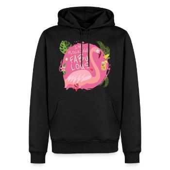 Je flocks fabuleux - Flamingo Paradise Vacation - Sweat à capuche Premium bio Homme - noir - Devant - Nico (187cm)