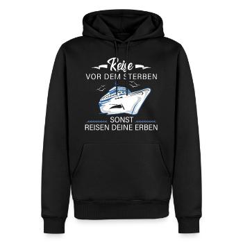 Kreuzfahrt Reisen Schiff Urlaub Sprüche Geschenk - Männer Premium Bio Hoodie - Schwarz - Vorne - Nico (187cm)