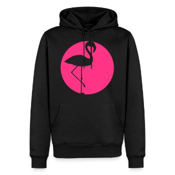 cercle cool rond logo silhouette contour flamingo cl - Sweat à capuche Premium bio Homme - noir - Devant - Nico (187cm)