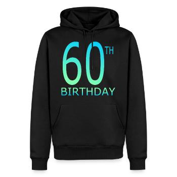 60ème anniversaire - Sweat à capuche Premium bio Homme - noir - Devant - Nico (187cm)