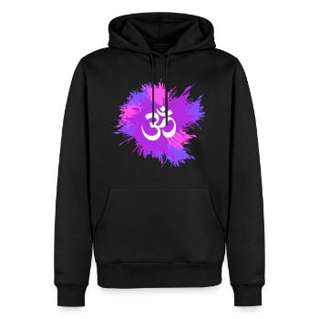 Farbkleckse mit Om Symbol - Männer Premium Bio Hoodie - Schwarz - Vorne - Nico (187cm)