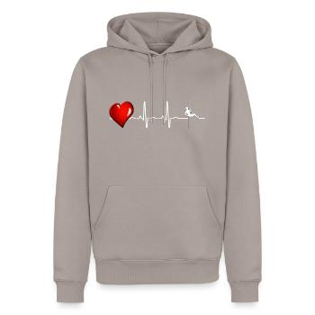 Bergsteiger - Männer Premium Bio Hoodie - Taupe - Vorne - Nico (187cm)