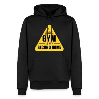 meilleur et cool gymnase est ma maison jaune et noir - Sweat à capuche Premium bio Homme - noir - Devant - Nico (187cm)