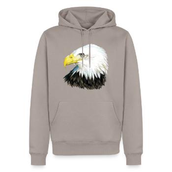 Bald Eagle - Men’s Premium Organic Hoodie - taupe - Front - Nico (187cm)