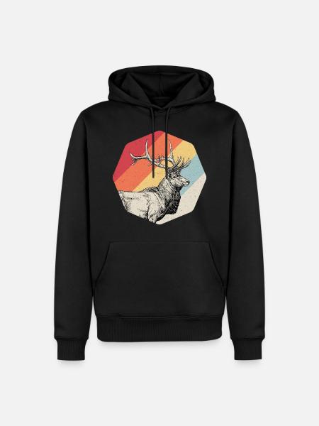 Hirsch Geweih Jäger Jagd Geschenk - Männer Premium Bio Hoodie - Schwarz