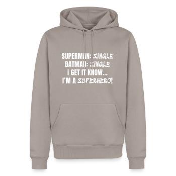 Super Single - Männer Premium Bio Hoodie - Taupe - Vorne - Nico (187cm)