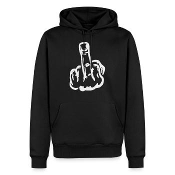 Idée de cadeau provocateur du majeur drôle - Sweat à capuche Premium bio Homme - noir - Devant - Nico (187cm)
