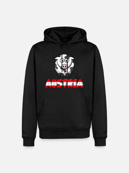 Austria mit Kuh - Männer Premium Bio Hoodie - Schwarz