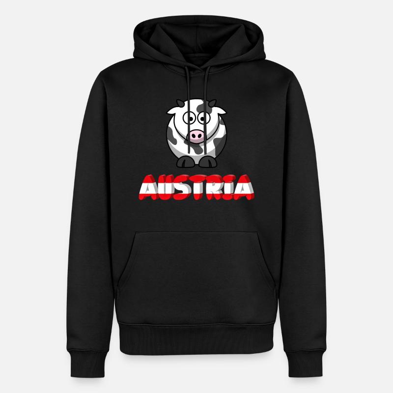 Austria mit Kuh - Männer Premium Bio Hoodie - Schwarz