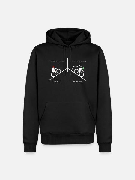 Fahrradfahren am Berg Hassliebe Radeln - Männer Premium Bio Hoodie - Schwarz