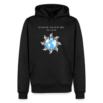 Le tour du monde en vélo 2 - Sweat à capuche Premium bio Homme - noir - Devant - Nico (187cm)