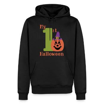 Idée cadeau Halloween bébé citrouille naissance - Sweat à capuche Premium bio Homme - noir - Devant - Nico (187cm)