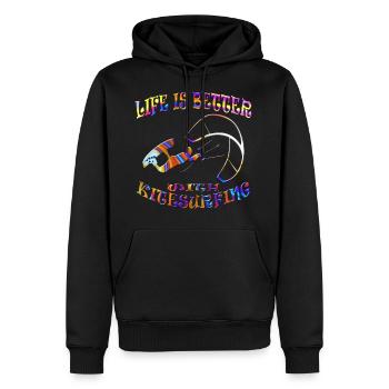 Kitesurf - Sweat à capuche Premium bio Homme - noir - Devant - Nico (187cm)