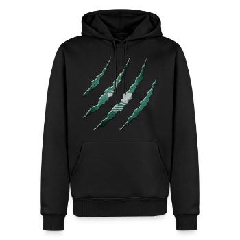 Macau - Männer Premium Bio Hoodie - Schwarz - Vorne - Nico (187cm)