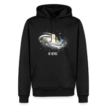 Idée cadeau de la planète Laiteuse - Sweat à capuche Premium bio Homme - noir - Devant - Nico (187cm)