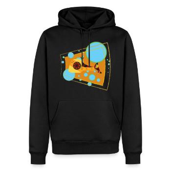 Lachs - Männer Premium Bio Hoodie - Schwarz - Vorne - Nico (187cm)