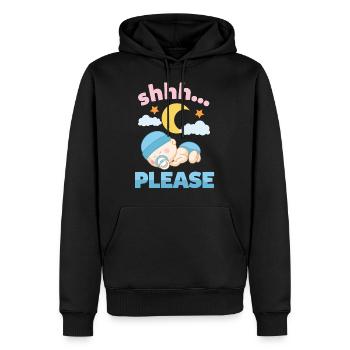 Shhh bébé dort douce - Sweat à capuche Premium bio Homme - noir - Devant - Nico (187cm)