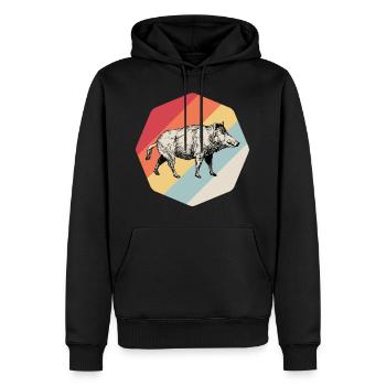 Wildschwein - Männer Premium Bio Hoodie - Schwarz - Vorne - Nico (187cm)